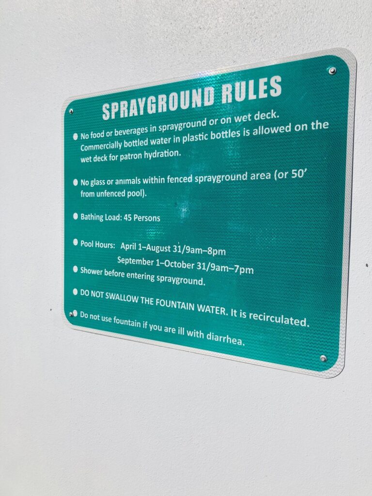 cyprus forest splash pad rules sign