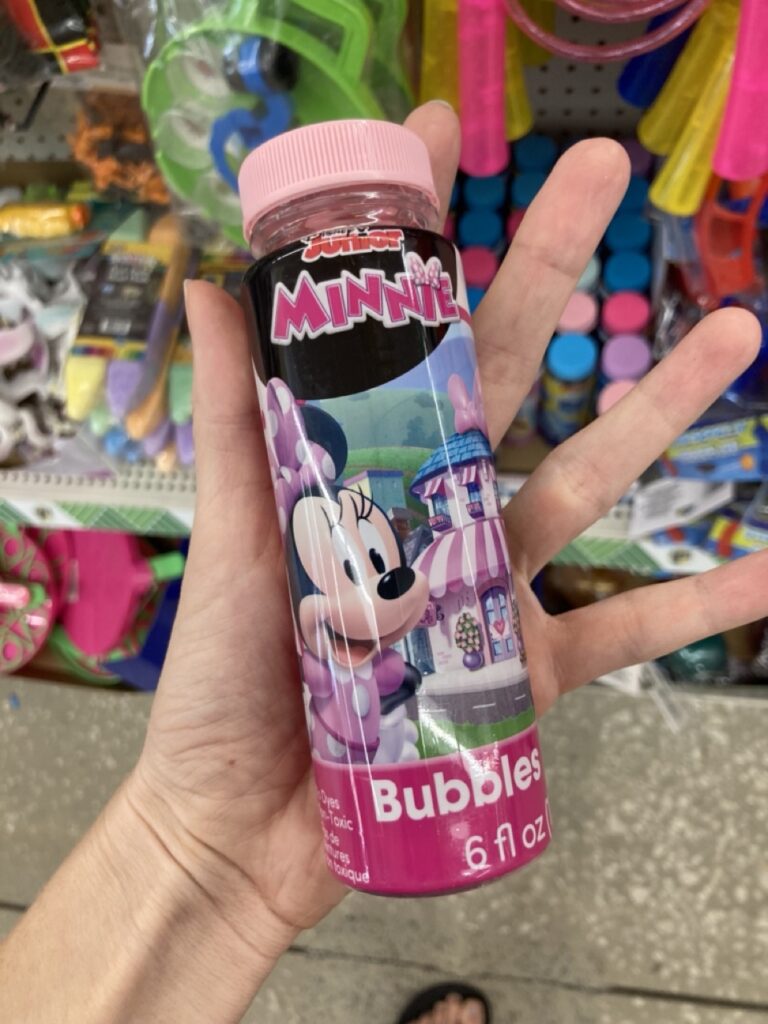 minnie mouse themed bubbles bottle at the dollar tree