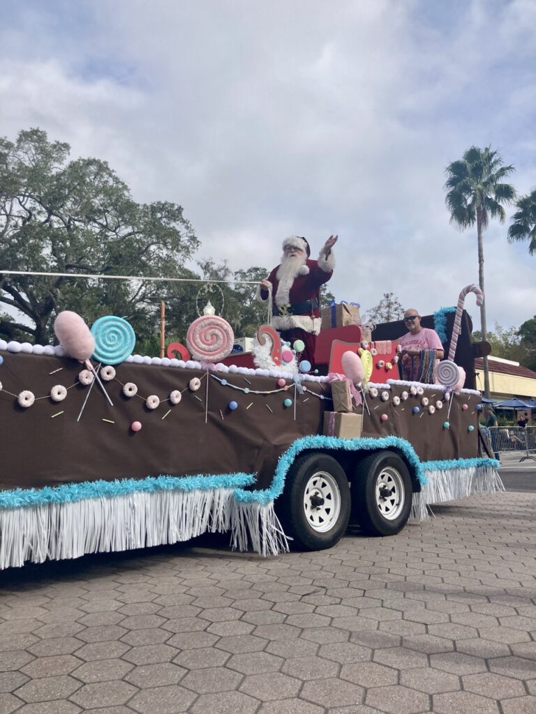 Santa on a Christmas parade float