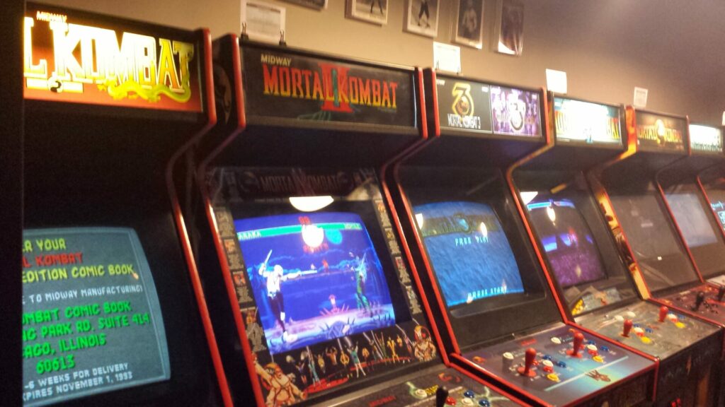 Old school arcade games in a row