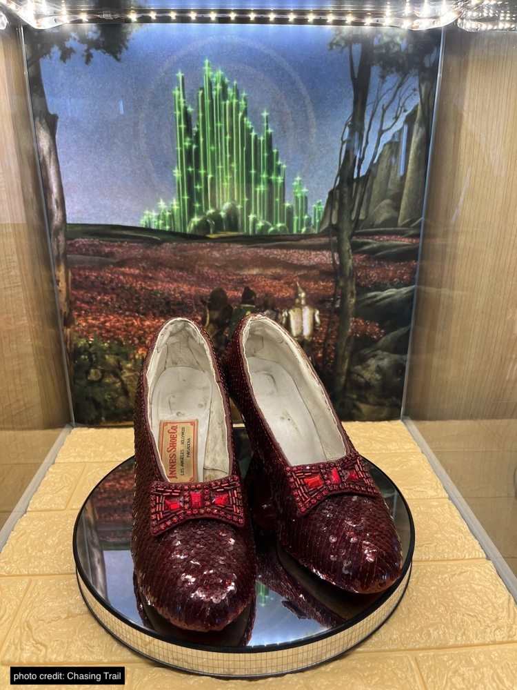 The red slippers from Wizard of Oz, on display at the Wizard of Oz museum in Florida