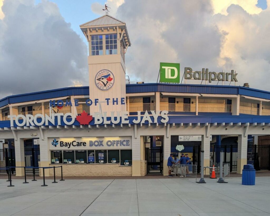 the entrance to the TD ballpark in Dunedin